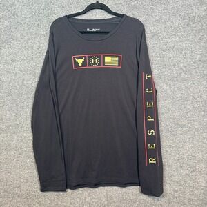 Under Armour Shirt Mens 2XL Black Project Rock Long Sleeve Tshirt Heatgear Flag